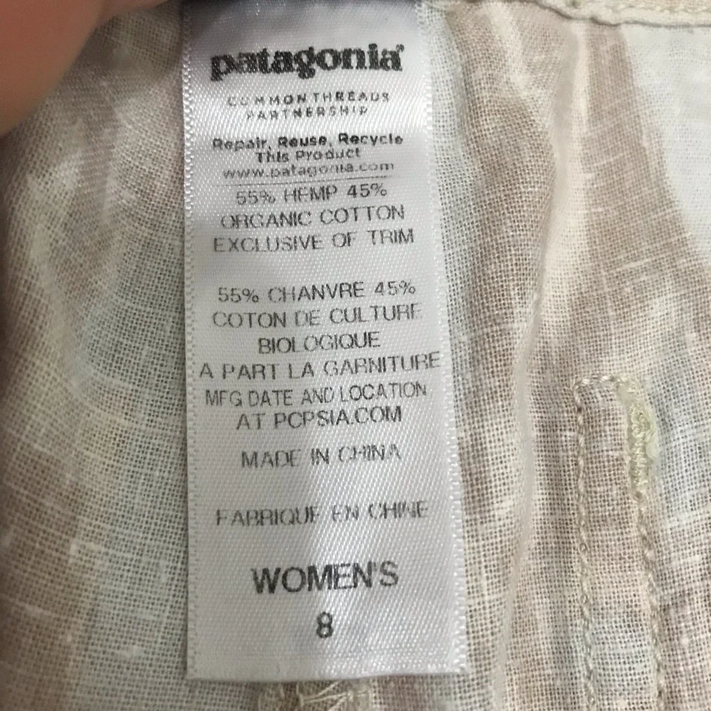 Patagonia Beige Patterned Drawstring Pants Size 8